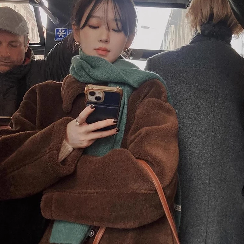 韩版针织小围巾2024秋冬新款女网红纯色围脖男保暖显白休闲防寒