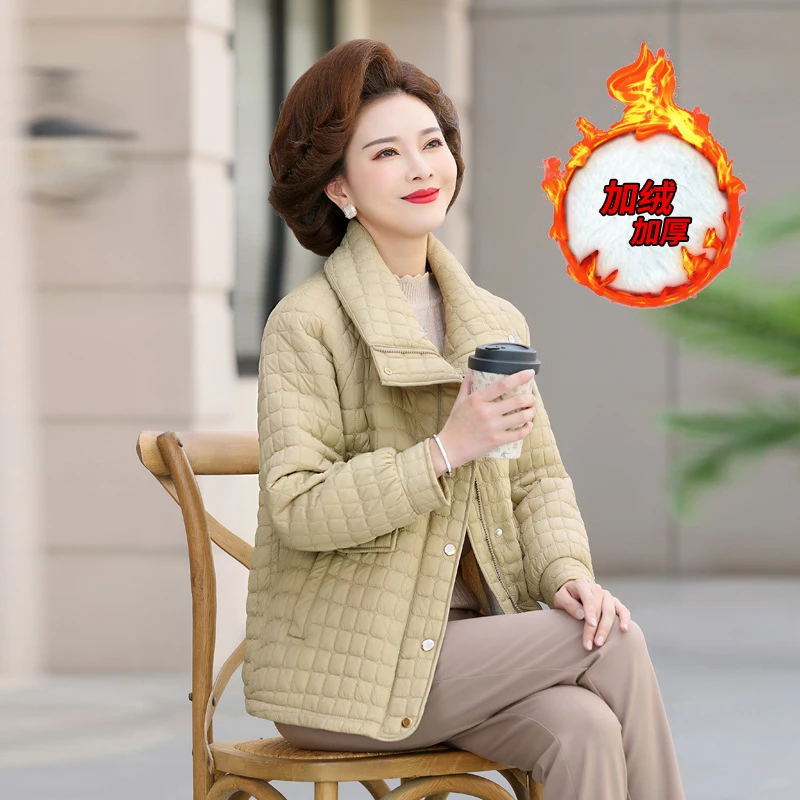 妈妈秋冬外套加绒加厚棉衣2025新款40岁50中老年女装冬装保暖棉服