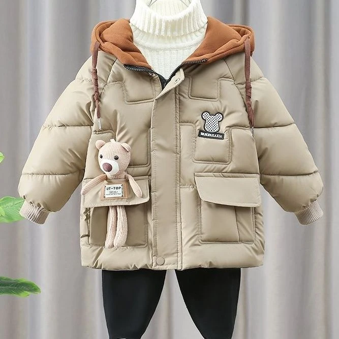 男童棉衣加绒加厚中长款宝宝儿童冬装炸街外套男孩外套棉衣洋气