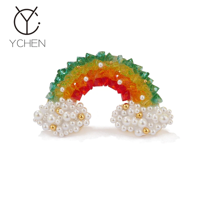 铜合金胸针 文艺白云中的彩虹胸针女防走光高级感精致