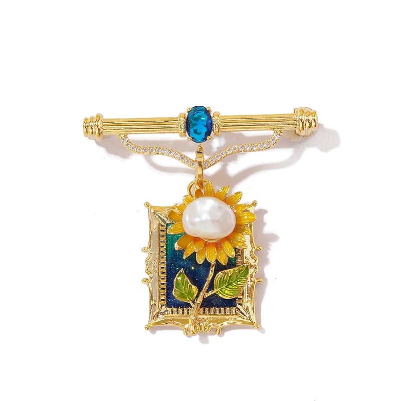 铜合金胸针 巴洛克太阳花万能扣胸针防走光高级感开衫