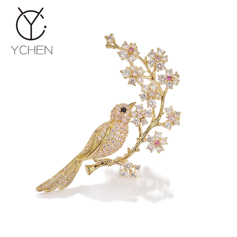 铜合金胸针 喜上眉梢水晶喜鹊胸针气质高级感精致西装