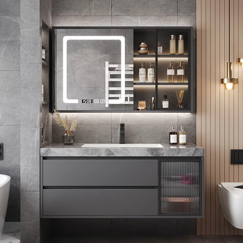 法贝奇浴室柜岩板陶瓷无缝一体盆洗手台卫生间洗脸手柜组合洗漱台