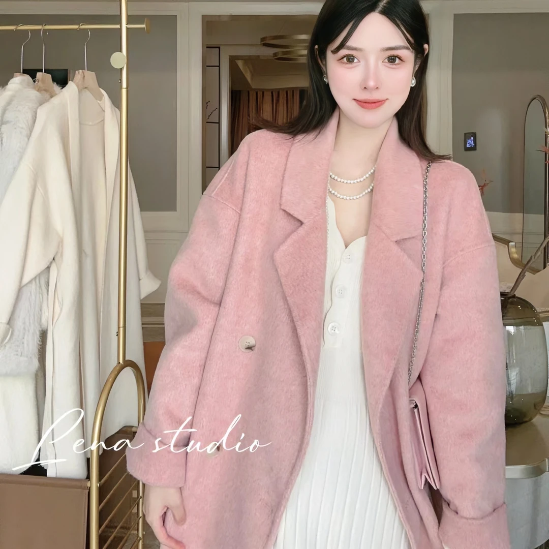 春款上新 Lena莉娜【巴黎海报】高定莱赛尔天丝双面羊毛大衣阔版韩