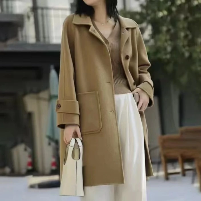 茹姐专属 【 皮标款 】  秋冬新款大衣中长款双面呢外套女外套
