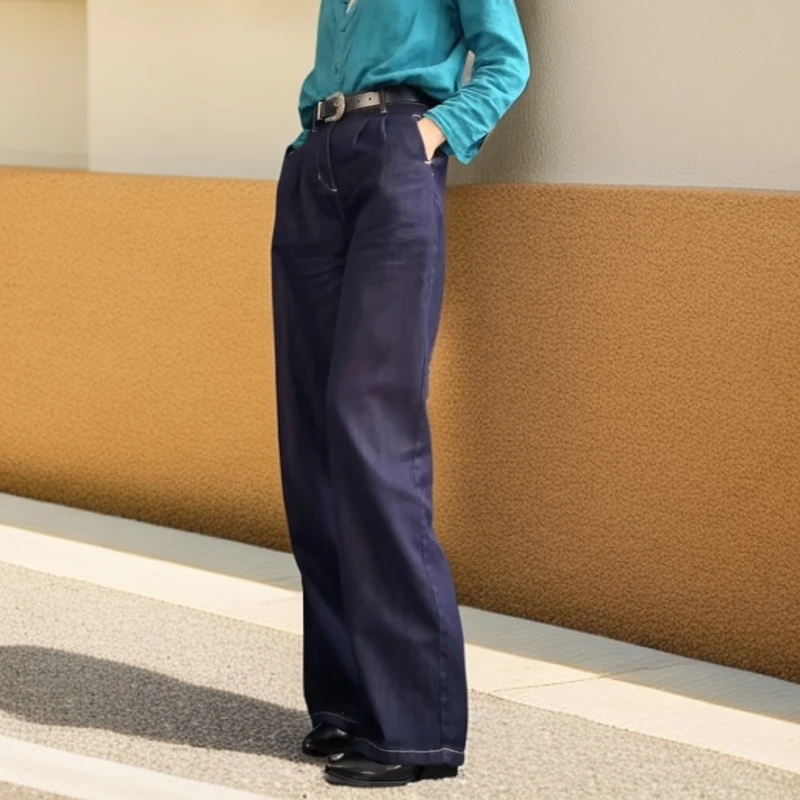 加长款牛仔裤 中高腰阔腿裤显瘦百搭裤子女