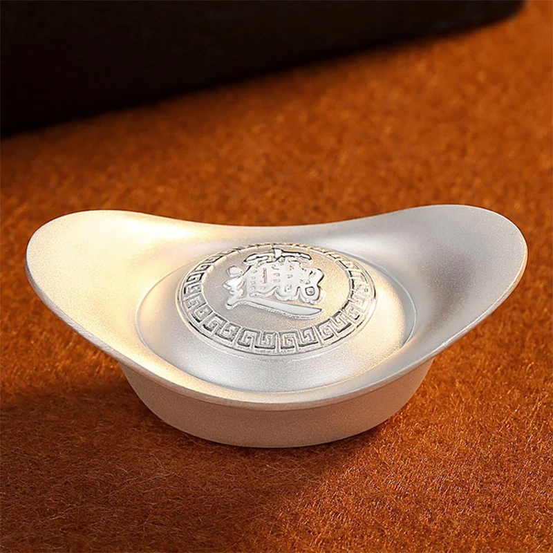 足银银制品 新银元宝9999足银实心银锭50-1000克摆件纯银元宝