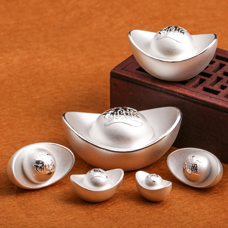 足银9999银元宝磨砂纯银实心银锭收藏