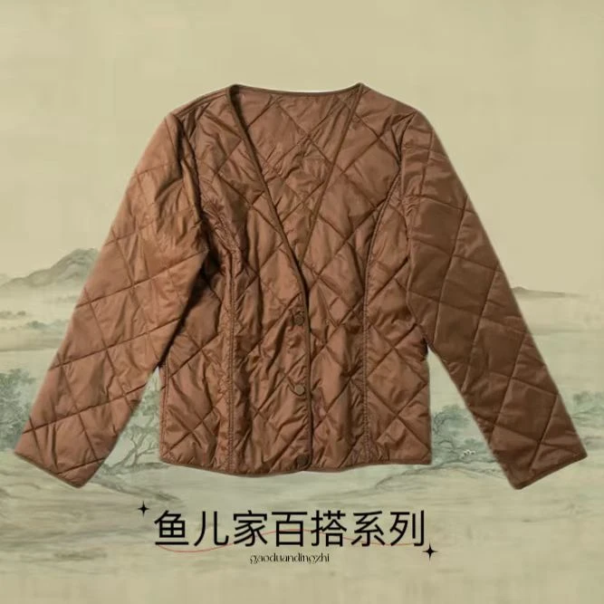 F0936秋冬定制款保暖棉衣 V领内搭外穿 女士蚕丝棉棉服