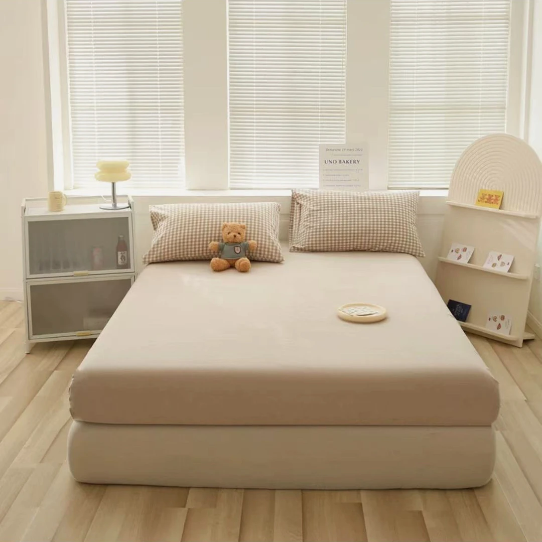 【1.8米纯棉单独床笠加厚】纯色风全包保护罩简约防滑防尘固定床单