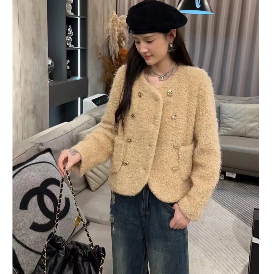 【氧气泡芙】小香风绵羊毛双排扣轻奢短外套MR18