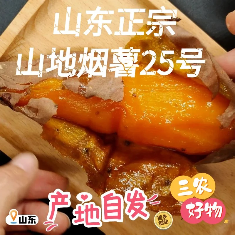 [产地自发】正宗山东烟薯25号烤红薯净5斤山地农户软无丝红土高山