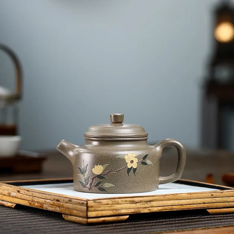 宜兴原矿青灰段泥绘德钟250cc