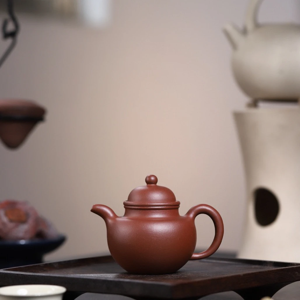 宜兴紫砂壶原矿红皮龙仿古170毫升内推球孔紫砂茶壶宜兴紫砂壶