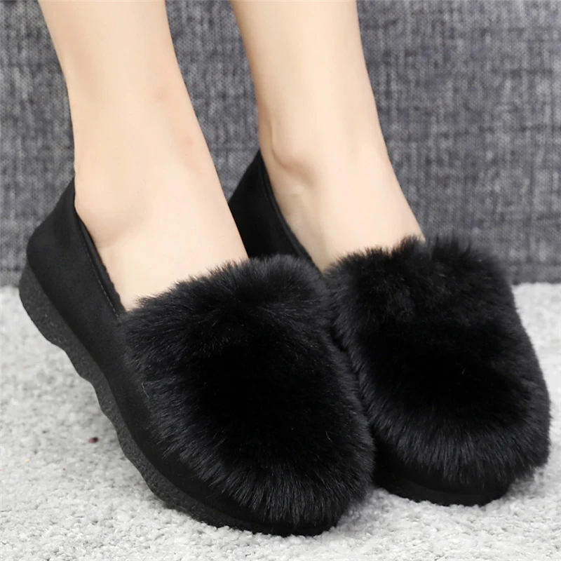 秋冬老北京布鞋平底女鞋棉鞋加绒保暖豆豆鞋女韩版休闲百搭毛毛鞋