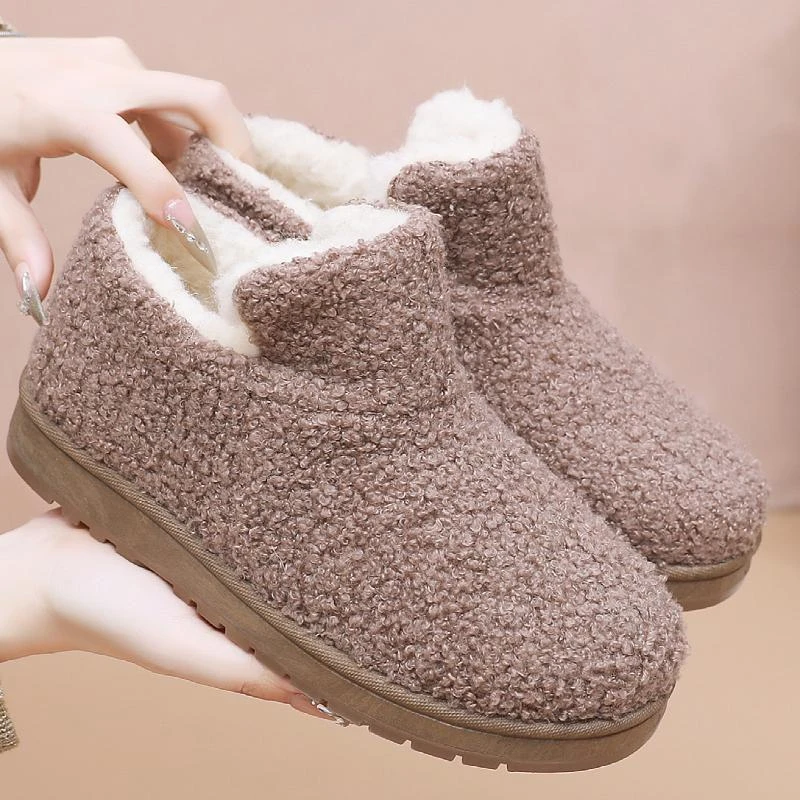 2025新款雪地靴女冬季加绒保暖棉鞋居家棉拖鞋外穿一脚蹬休闲棉靴