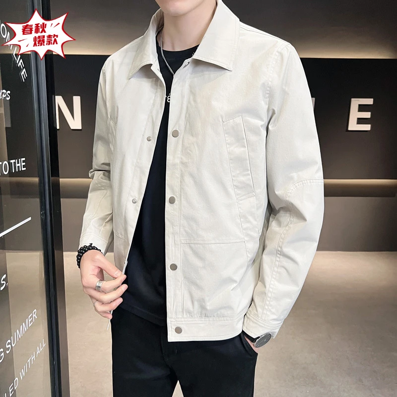 衬衣外套男士春秋工装上衣秋季2024新款潮流翻领夹克男装青年秋装