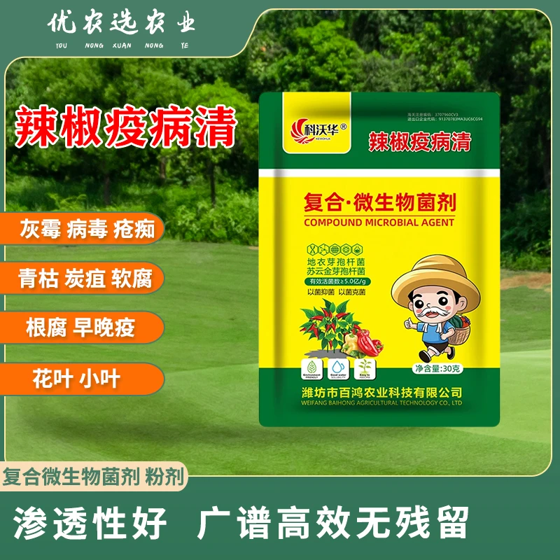 辣椒疫病清黄化炭疽黄叶枯萎根腐灰霉软腐病毒辣椒种植微生物菌剂
