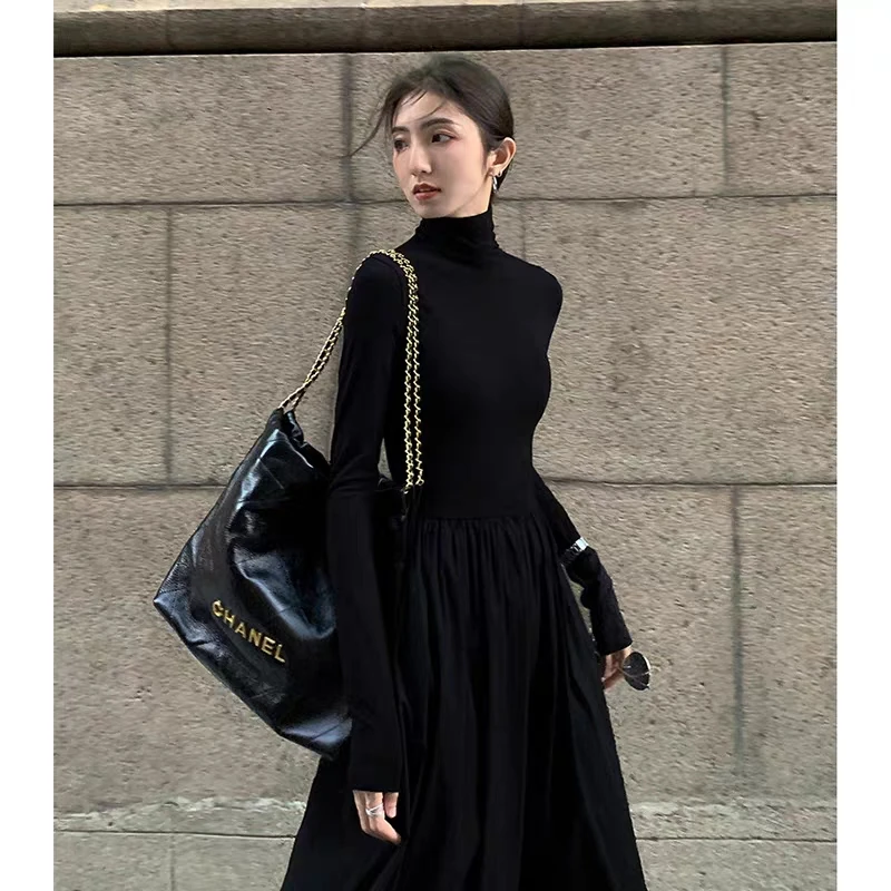 【宠粉福利】RX00006赫本风长袖连衣裙女春秋款新款收腰裙