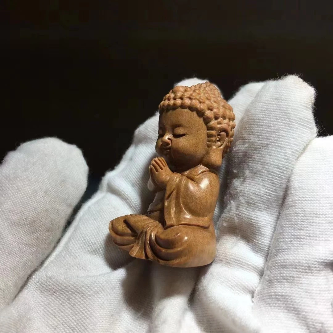 印度迈索尔老山檀香宝宝佛顺纹黑肉老料