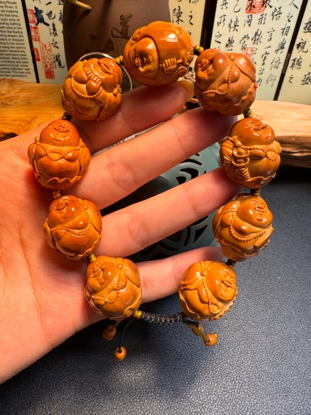 苏工名家手工橄榄核弥勒佛手串手链男女通用
