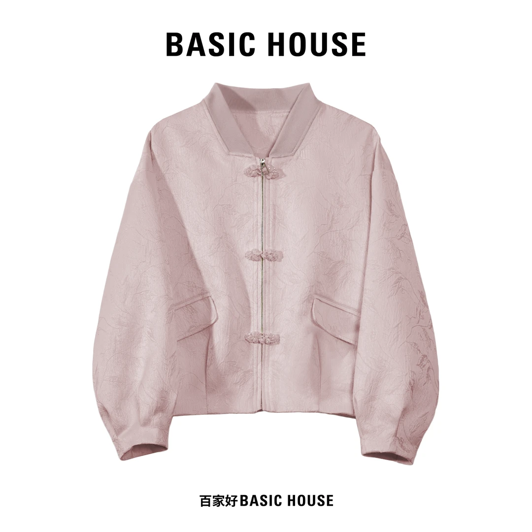 Basic House/百家好2024年秋季设计师款棒球服上衣女外套JDXX