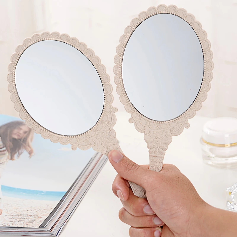 高清手柄化妆镜手拿手持镜子美容院专用便携随身牙科牙医单面镜