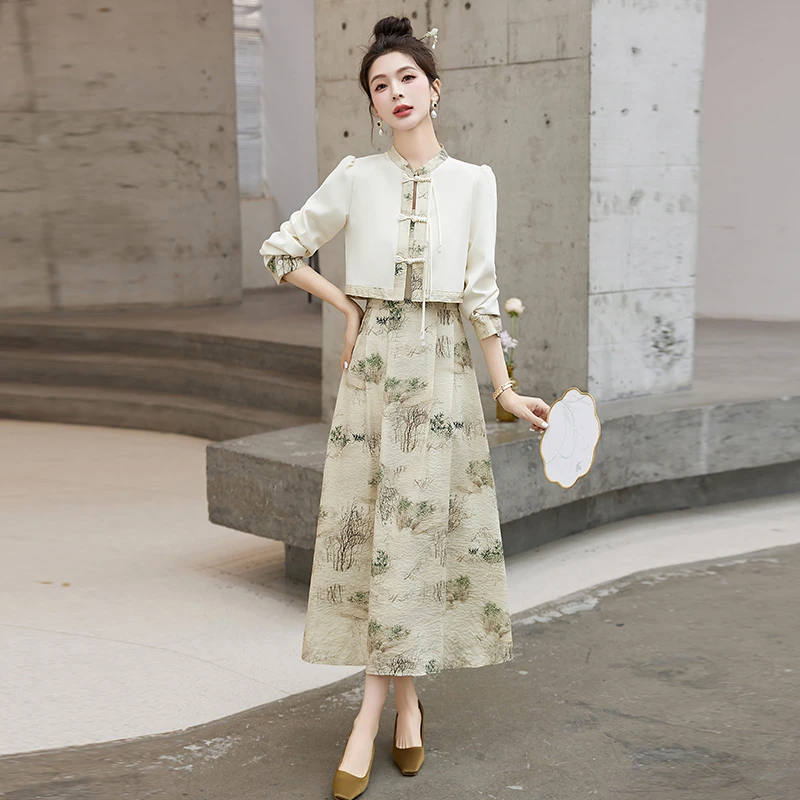 新中式吊带连衣裙2024春夏新款高端精致气质漂亮改良旗袍套装裙女