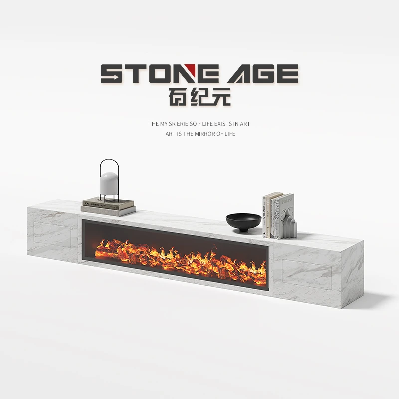 天然大理石壁炉柜电视柜一体客厅电子壁炉仿真火焰芯装饰柜取暖器