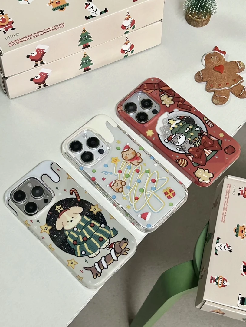 小狗小猫圣诞树苹果iPhone15手机壳14PROmax软壳13/12/xsmax情侣7