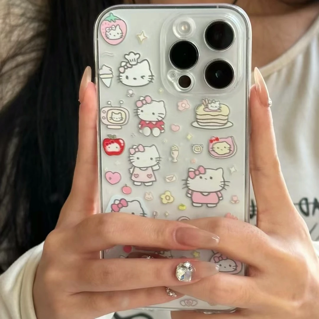 KT猫家族苹果15/14/13Promax可爱手机壳iPhone11/12软壳xs/xr透明