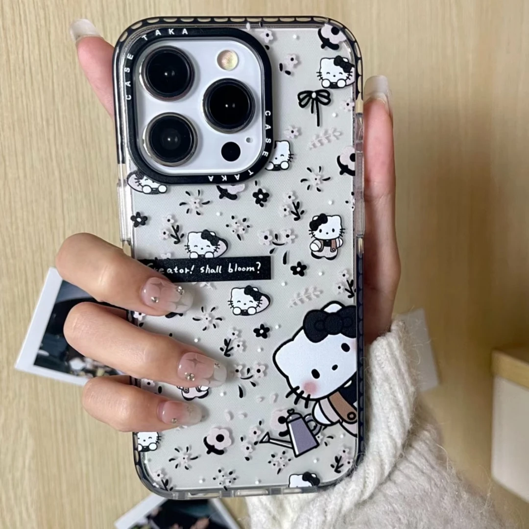 碎花KT猫iPhone14/15PROmax手机壳11可爱xr透明13/12苹果软壳8p女