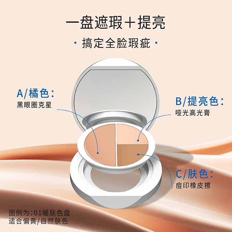 【达人专属】Dewy Lab淂意新月润盈三色遮瑕盘高光提亮修饰遮盖斑点