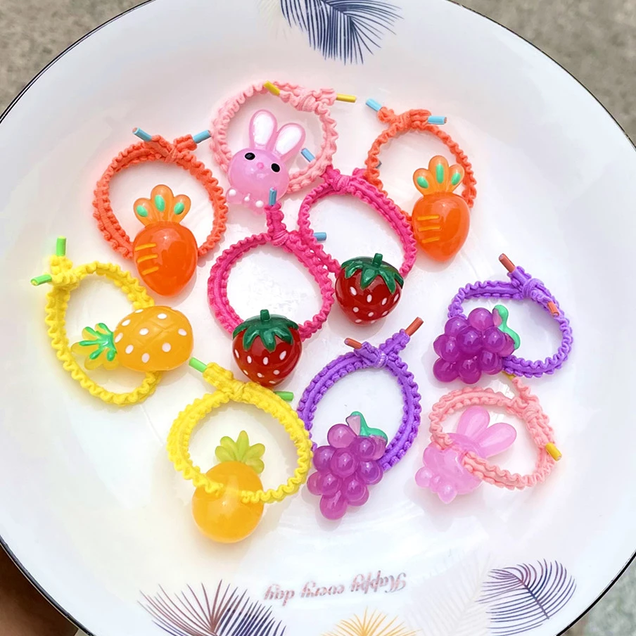 女童橡皮筋宝宝扎小揪揪皮筋不伤发弹性好头绳水果花边发圈头饰品