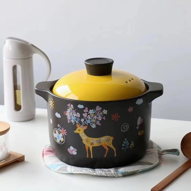7升一鹿有你一路有你工艺陶瓷砂锅家用烹饪炖锅汤煲陶瓷砂锅