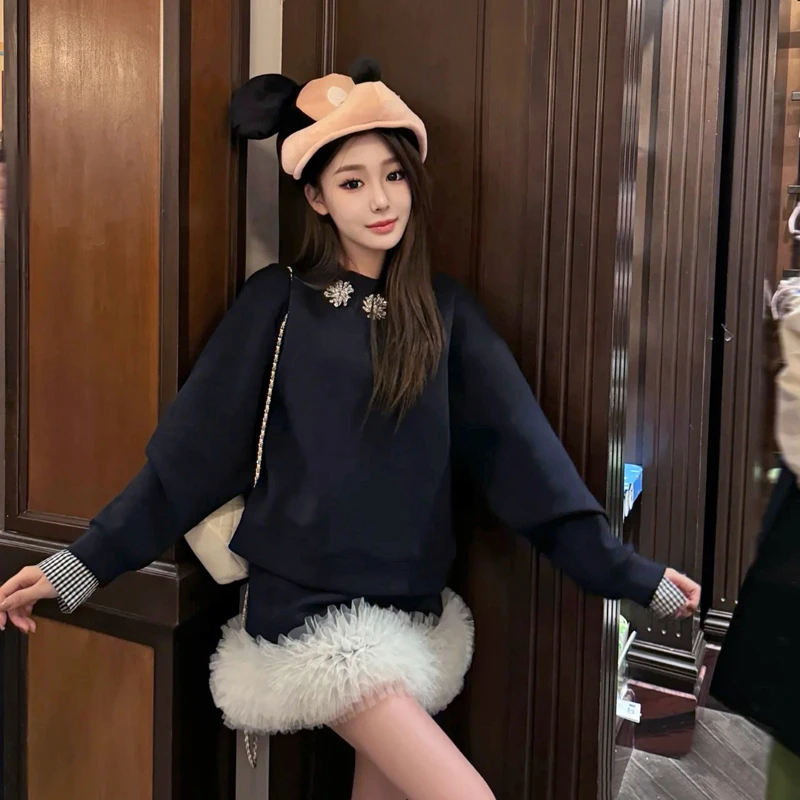 女士时尚百搭服装秋冬新款加绒保暖套装两件套潮流百搭显瘦一整套