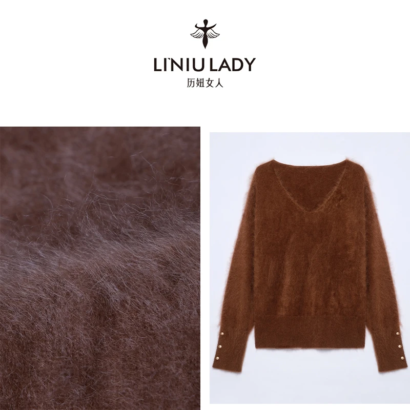 表哥羊绒情【不止遇见】【米粒】V领女款拉绒套头衫