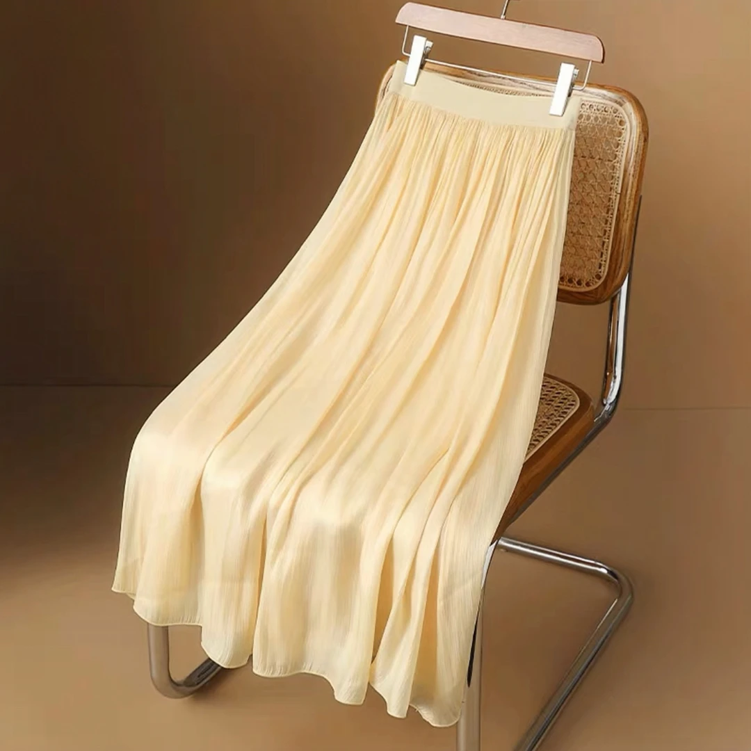 时尚纯色新款奢华净版闪闪半身流光裙