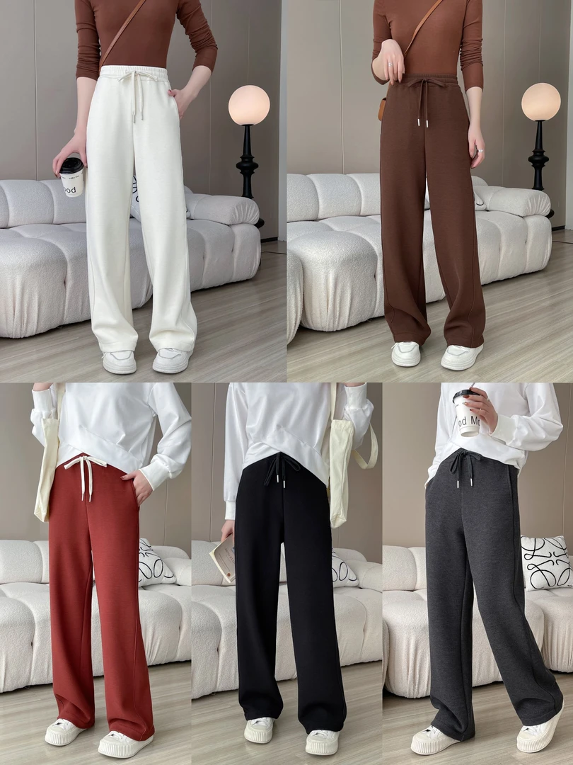 LI`NIULADY/历妞女人【米粒】时尚休闲百搭高腰显瘦宽松直筒裤