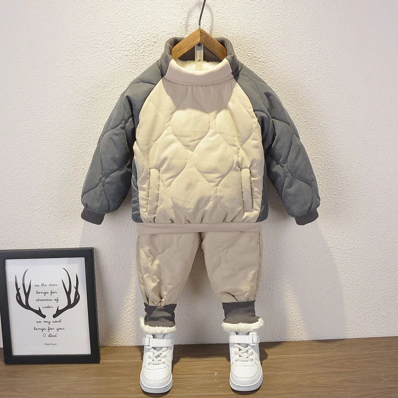 小童棉衣套装新款童装男童儿童冬装加绒棉服宝宝秋冬两件套潮
