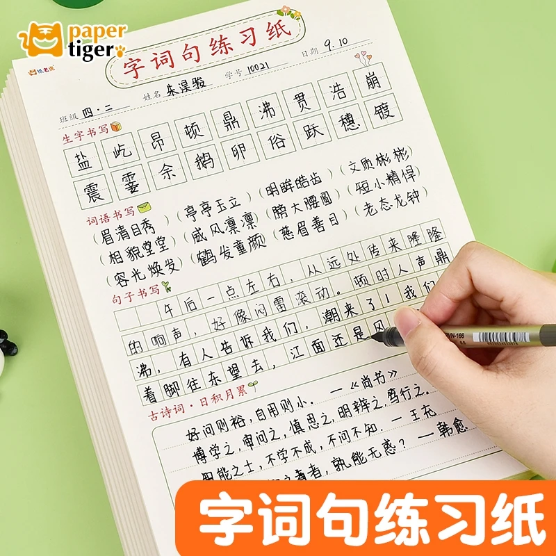 小学生生字积累练字本生字预习卡多功能练习纸拼音笔顺字词句练习
