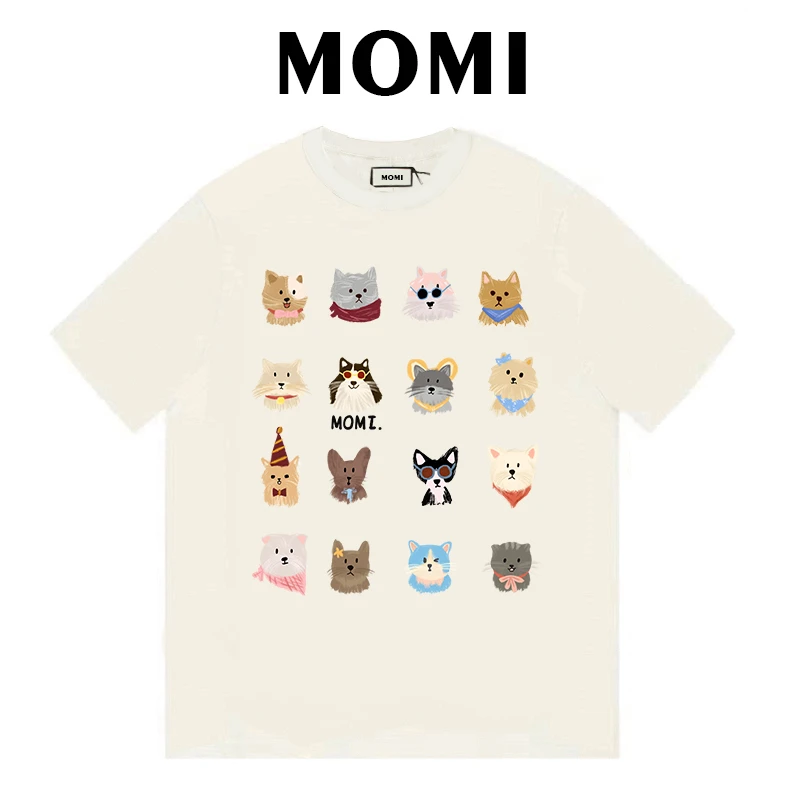 【MOMI】现货！小猫家族 260克纯棉重磅短袖女宽松休闲百搭T恤