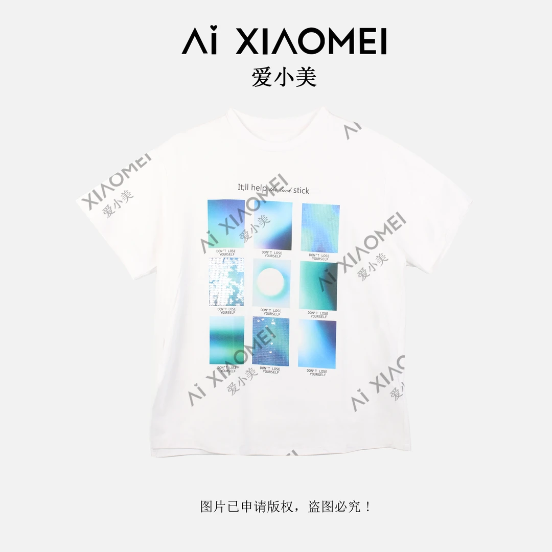 Aixiaomei/爱小美夏季显瘦T恤九宫格印花宽松休闲百搭短袖SY-2167