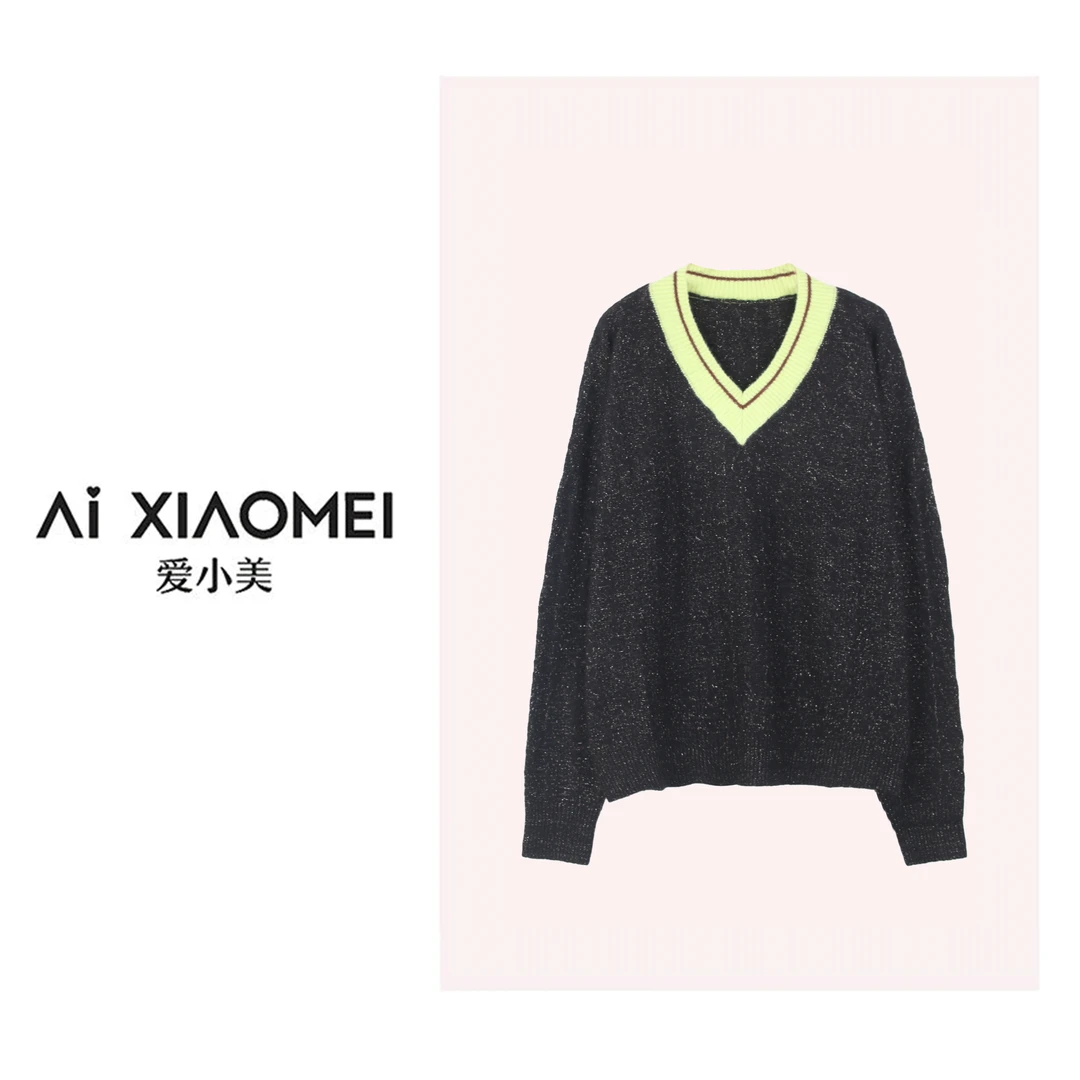 Aixiaomei/爱小美【小美的礼物】100山羊绒鸡心领上衣YR08-1487