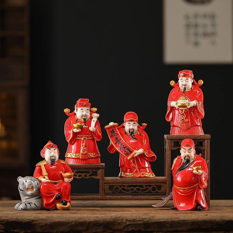 八方来财2024陶瓷五路财神爷客厅家居办公装饰摆件店铺开业送礼物
