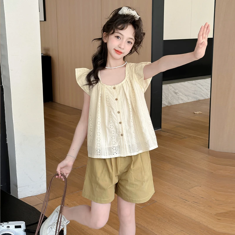 女童夏季套装2025新款6-12岁15岁中大童洋气小女孩时尚网红两件套