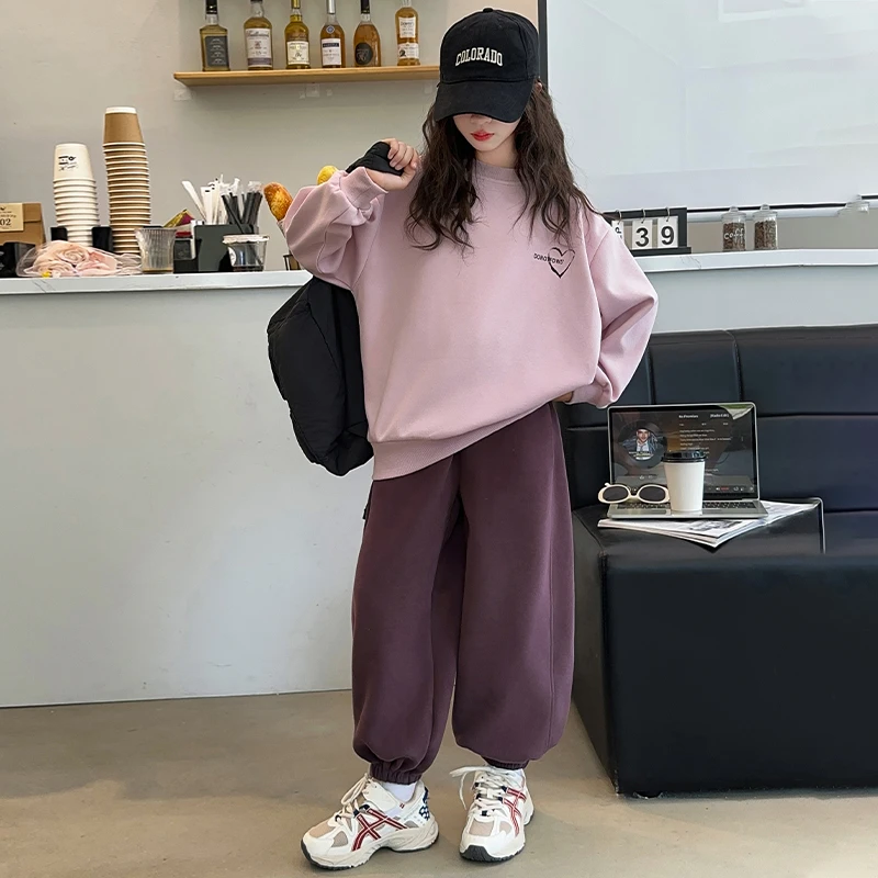 女童春秋卫衣套装2025新款6-12岁15岁中大儿童洋气休闲卫裤两件套