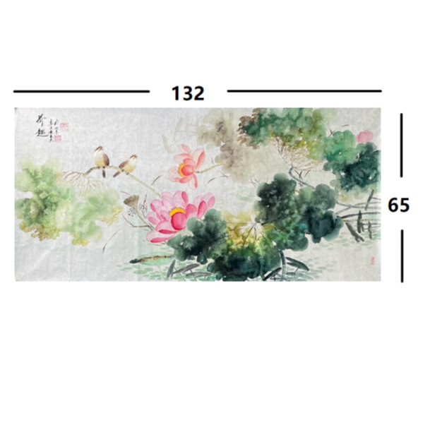 黄春香-荷趣-宣纸-132*65-国画作品