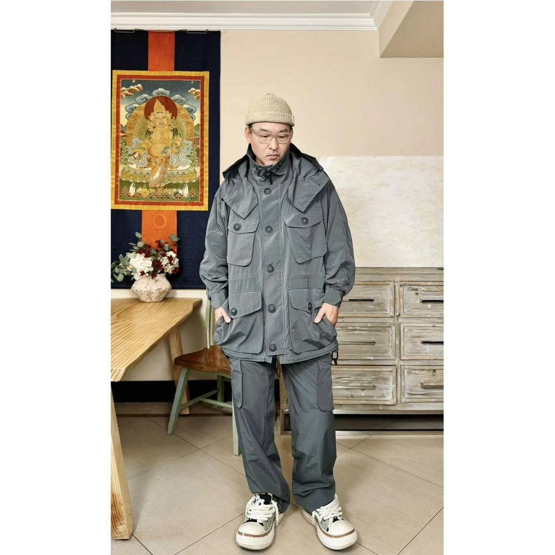 男士潮流工装多口袋机能外套日产军事风可拆卸帽作战风衣夹克套装