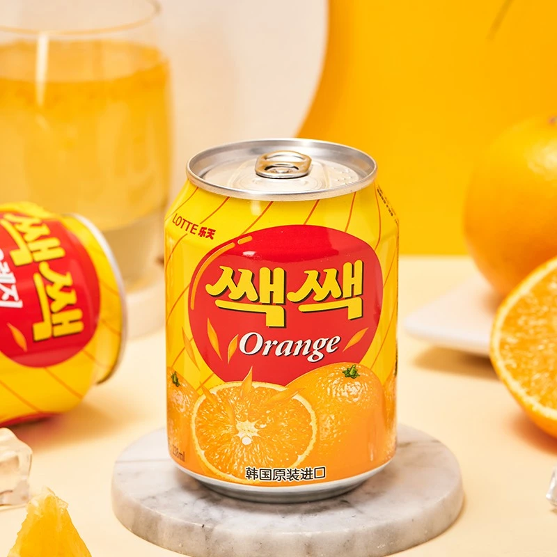 乐天 韩国网红进口饮料整箱乐天LOTTE粒粒橙汁果肉果汁238ml